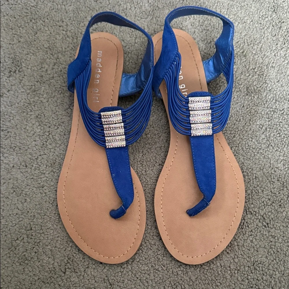 Madden Girl Royal Blue Sandals with Rhinestone Accent - Picture 4 of 5